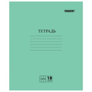 Тетрадь ЗЕЛЁНАЯ обложка 18 л., клетка с полями, офсет №2 ЭКОНОМ, ПИФАГОР, 104986