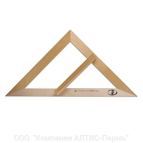 Треугольник для классной доски (треугольник классный), деревянный, 45х45х90 градусов, равнобедренный, без шкалы, С370 от компании ООО  "Компания АЛТИС-Пермь" - фото 1
