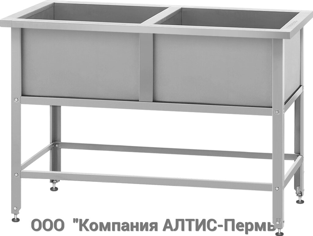 Ванна моечная ВМСн - 700/2 "Norma Inox", 2 м/о 600*600*350 (ножка угловая) от компании ООО  "Компания АЛТИС-Пермь" - фото 1