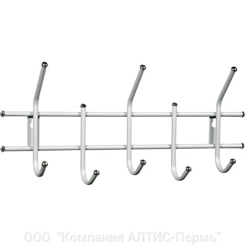 Вешалка настенная Стандарт 2/5, 220х475х95 мм, 5 крючков, металл, белая от компании ООО  "Компания АЛТИС-Пермь" - фото 1