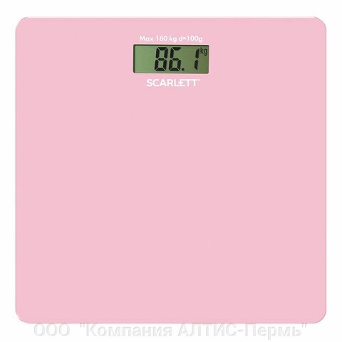 Весы напольные SCARLETT SC-BS33E041, электронные, вес до 180 кг, квадратные, стекло, розовые от компании ООО  "Компания АЛТИС-Пермь" - фото 1