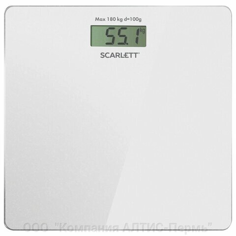 Весы напольные SCARLETT SC-BS33E107, электронные, вес до 180 кг, квадратные, стекло, белые от компании ООО  "Компания АЛТИС-Пермь" - фото 1