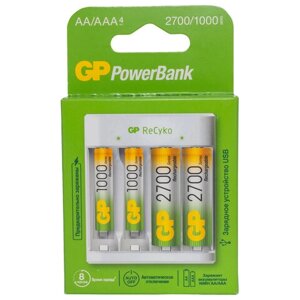 Зарядное устройство GP с аккумуляторами, AA 2600 mAh 2 шт. AAA 950 mAh 2 шт., E411270/100-2CRB4