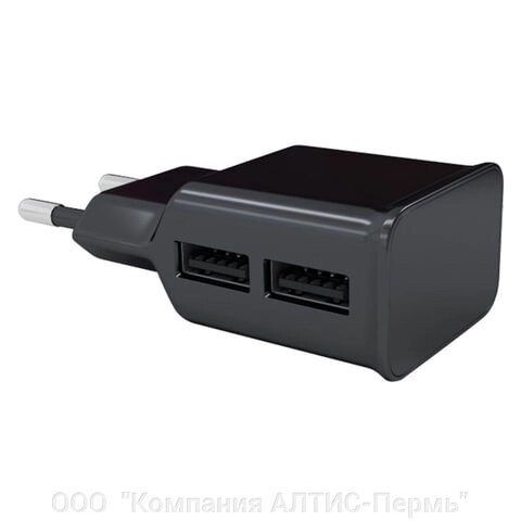 Зарядное устройство сетевое (220 В) RED LINE NT-2A, 2 порта USB, выходной ток 2,1 А, черное от компании ООО  "Компания АЛТИС-Пермь" - фото 1
