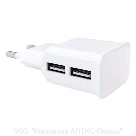 Зарядное устройство сетевое (220 В) RED LINE NT-2A, кабель microUSB 1 м, 2 порта USB, выходной ток 2,1 А, белое от компании ООО  "Компания АЛТИС-Пермь" - фото 1