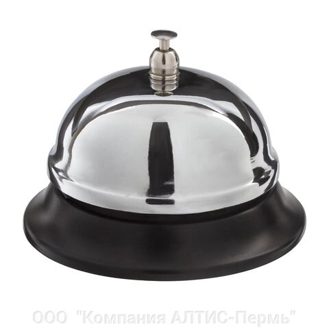 Звонок настольный для ресепшн, хромированный, диаметр 8,5 см, BRAUBERG, 454410 от компании ООО  "Компания АЛТИС-Пермь" - фото 1