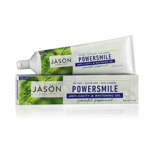 Натуральная гелевая зубная паста jason «сила улыбки» отбеливающая с фтором и q10 170 гр