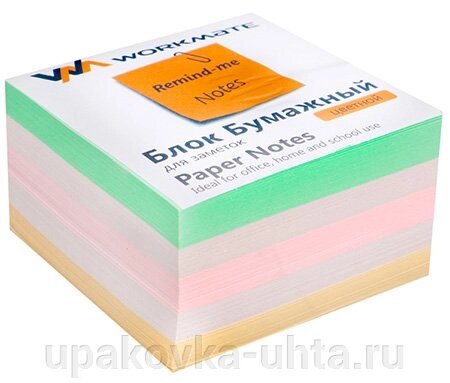 Блок для записей 90*90*50мм, Цветной на склейке (5 цветов) от компании "ПолиПак" ПАКЕТЫ - фото 1