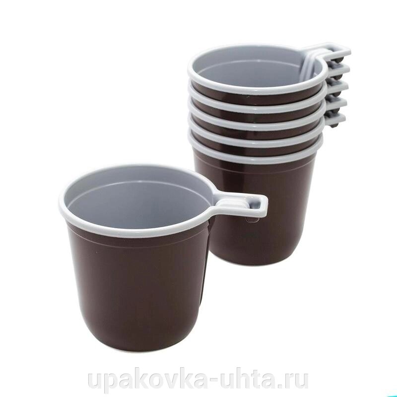 Чашка кофейная 200мл бело-коричневая /1000-1250шт/50шт в уп от компании "ПолиПак" ПАКЕТЫ - фото 1