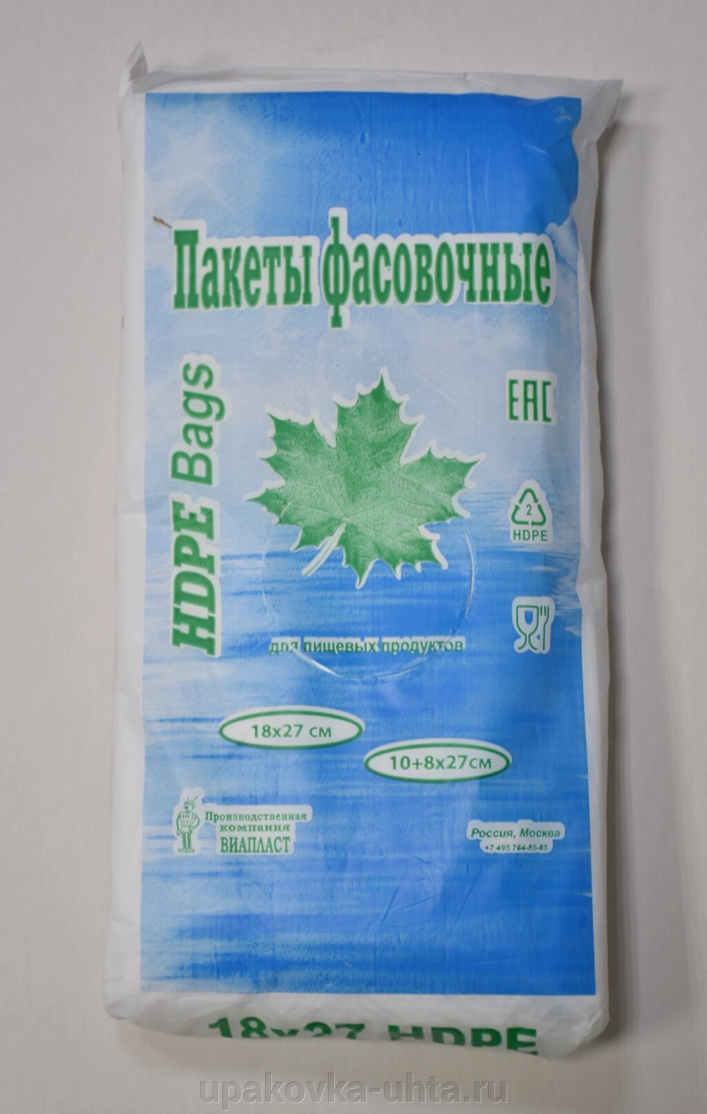 Фасовочные пакеты ПНД  6мкм, 18*27см, "Клён" (800шт) /20уп в кор от компании "ПолиПак" ПАКЕТЫ - фото 1