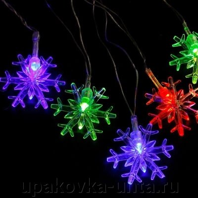Гирлянда Снежинка, 18 ламп (1 лампа - 2 цвета) от компании "ПолиПак" ПАКЕТЫ - фото 1