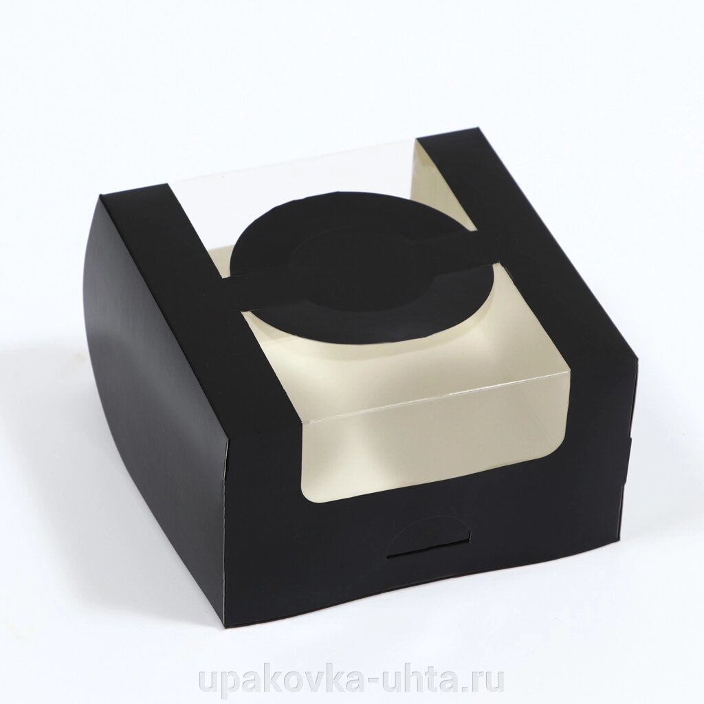 Коробка для Бенто-торта, 140*140* 80мм, Черный /5шт в уп от компании "ПолиПак" ПАКЕТЫ - фото 1