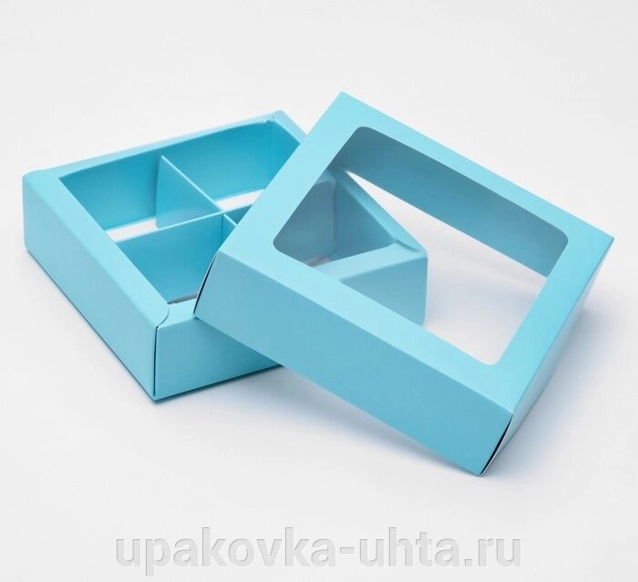 Коробка для Конфет на 4шт, Цвета Микс, 125*125*35мм, с окном от компании "ПолиПак" ПАКЕТЫ - фото 1