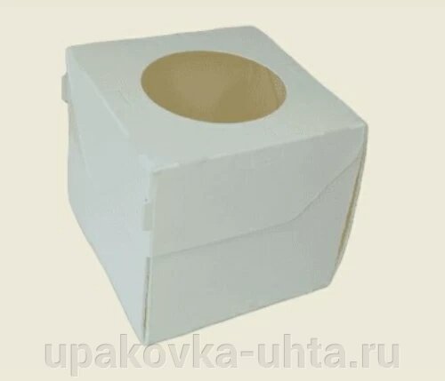 Коробка для Маффина на  1шт Белая 100*100*100мм, с окном /25шт в уп от компании "ПолиПак" ПАКЕТЫ - фото 1