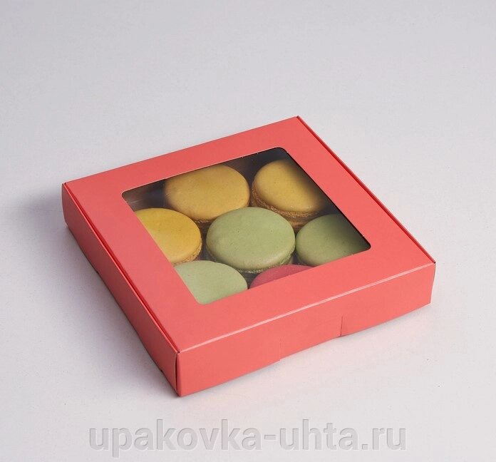 Коробка для Печенья 160*160*30мм, Цветная с окном /5шт ##от компании## "ПолиПак" ПАКЕТЫ - ##фото## 1