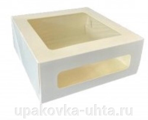 Коробка для Торта  220*220*100мм, Белая с окном /100шт в кор от компании "ПолиПак" ПАКЕТЫ - фото 1