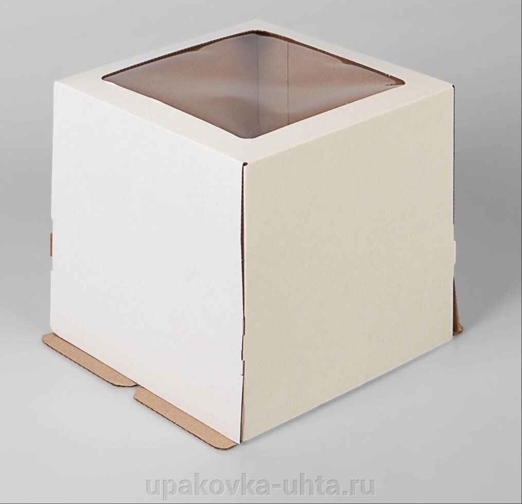 Коробка для Торта 230*230*220мм, Белая с окном /5шт от компании "ПолиПак" ПАКЕТЫ - фото 1