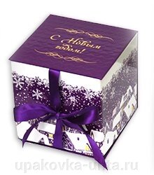 Коробка подарочная 16*16*15см, 1,3кг "Куб фиолетовый"/50шт в кор от компании "ПолиПак" ПАКЕТЫ - фото 1