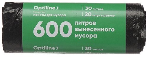 Мешок д/мусора 30л "Оptiline"  50*60см, ПНД, рулон (20шт) /70рул в кор от компании "ПолиПак" ПАКЕТЫ - фото 1