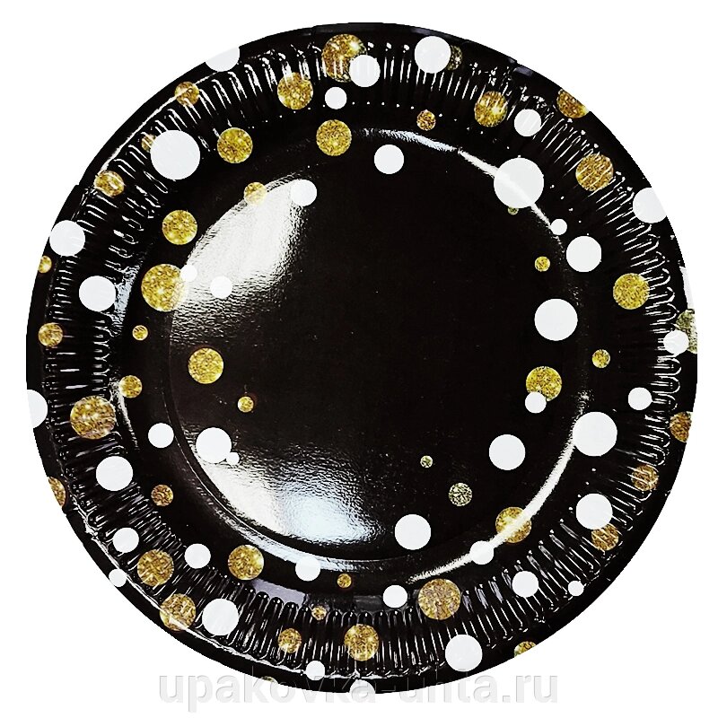 Набор тарелок   "Вечеринка" d-230мм, черн. /6шт в уп от компании "ПолиПак" ПАКЕТЫ - фото 1