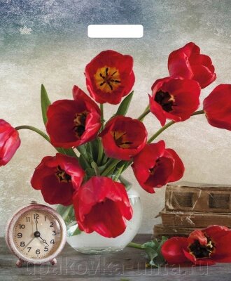 Пакет с прорубной ручкой 38*45см, 60мкм, "Бордовые тюльпаны" /500шт/50шт в уп от компании "ПолиПак" ПАКЕТЫ - фото 1