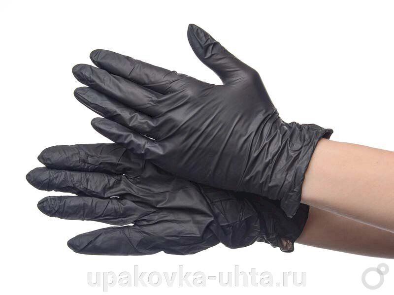 Перчатки нитриловые без напыления "L" Черные (100шт) /10уп в кор от компании "ПолиПак" ПАКЕТЫ - фото 1