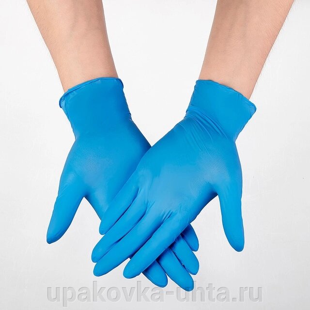 Перчатки нитриловые без напыления синие "L" /1пара от компании "ПолиПак" ПАКЕТЫ - фото 1
