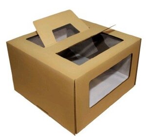 Коробка для Торта 300*300*190мм, с ручками и с окошками,1-3кг /25шт в уп