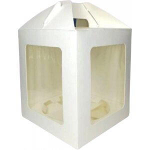 Коробка для Торта 160*160*180мм, Белая с окном, с ручками, JUMPL /150шт/25шт в уп