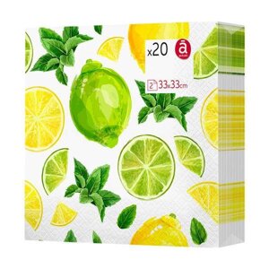 Салфетки бумажные 33*33см, 2-сл "Мохито" (20л) /15уп в кор