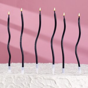 Свечи для торта "Серпантин", 16см, черные (6шт)