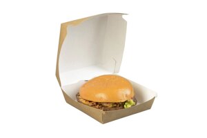 Коробка для гамбургера 120х120х100 Крафт (XL) ,400шт в уп в Республике Коми от компании "ПолиПак" ПАКЕТЫ