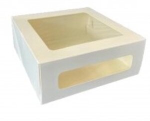 Коробка для Торта 220*220*100мм, Белая с окном /100шт в кор