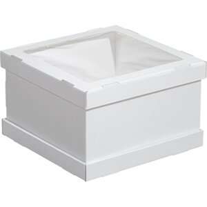 Коробка для Торта 300*300*200мм, Белая с окном, STRONG /30шт в уп
