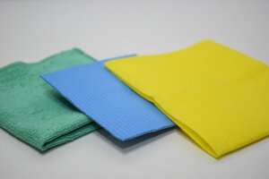 Набор Салфеток для уборки, 3шт (Микрофибра 30*30см, Вискозная 30*35см, Губчатая 15*15см)