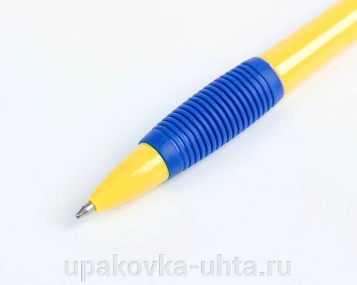 Ручка шариковая  Автоматическая, 0,7мм, Желтый корпус, синяя /50шт от компании "ПолиПак" ПАКЕТЫ - фото 1