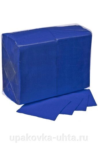 Салфетки бумажные 24*24см, 1-сл, синие (400л) /18уп в кор от компании "ПолиПак" ПАКЕТЫ - фото 1