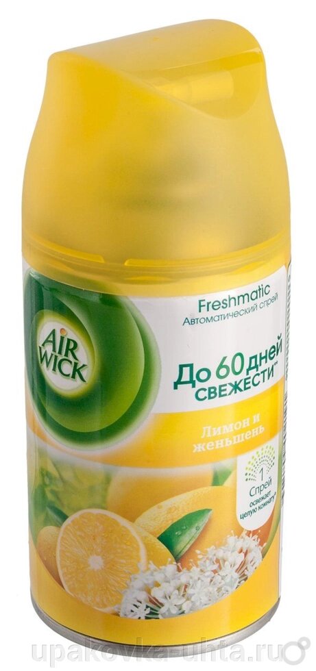 Сменный аэрозоль "Airwick", 250мл, "Лимон и женьшень" /6шт в кор от компании "ПолиПак" ПАКЕТЫ - фото 1