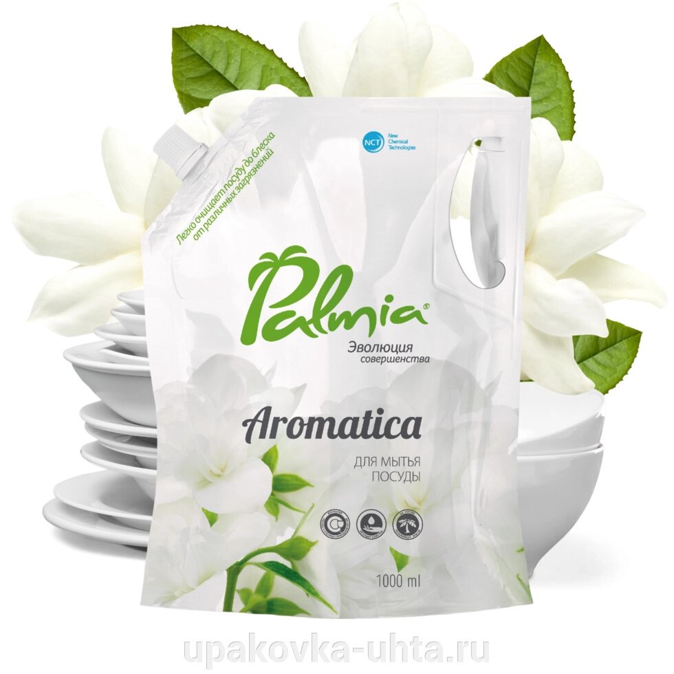 Средство д/мытья Посуды "Palmia Aromatica", зеленый чай и жасмин, дой-пак 1л /5шт в кор от компании "ПолиПак" ПАКЕТЫ - фото 1