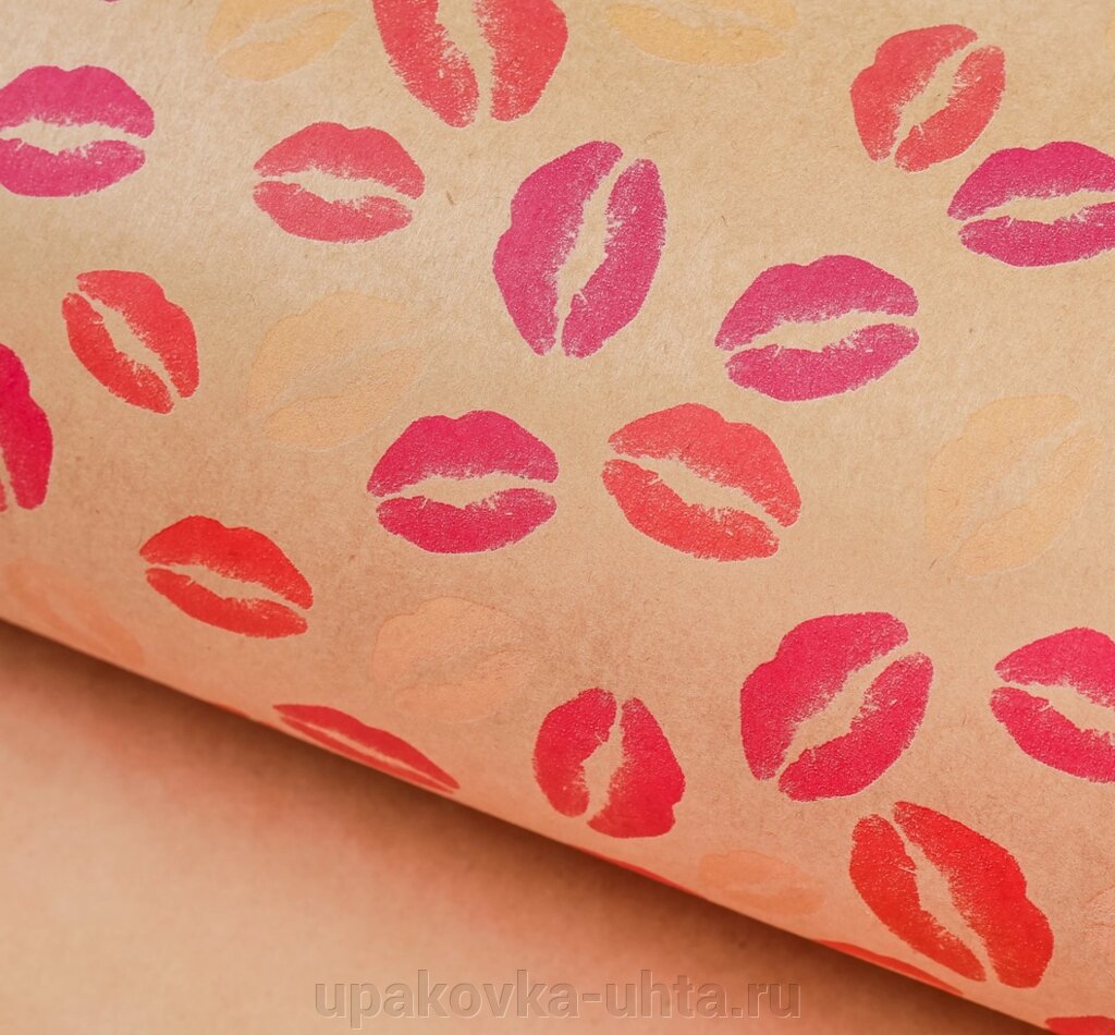 Упаковочная бумага "Поцелуи", 50*70см /1шт от компании "ПолиПак" ПАКЕТЫ - фото 1