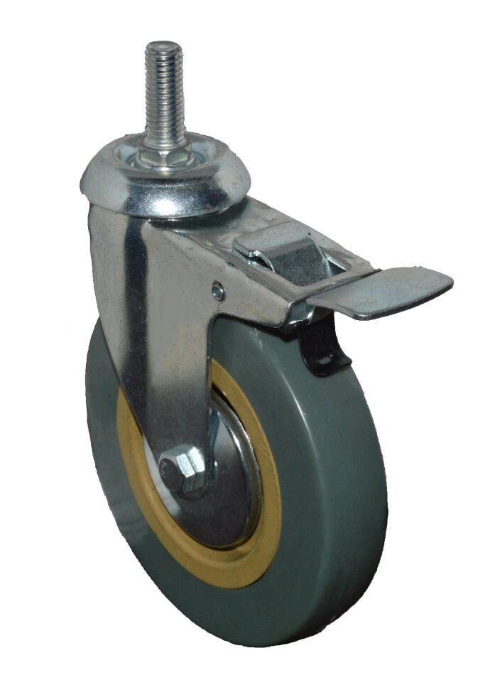 Аппаратное поворотное колесо с тормозом SCtgb 42 (синяя резина) от компании Опткомснаб - фото 1