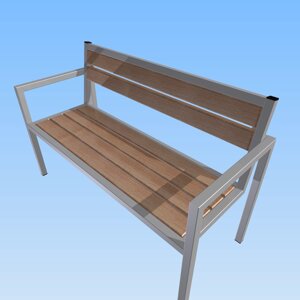 Скамейки без подлокотников с деревянными досками 1,5 метра