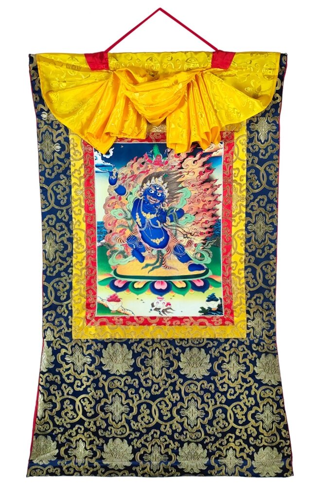 Баннерная тханка Ваджрапани в шелковой обшивке 66х102 см от компании Интернет-магазин "Арьяварта" - фото 1