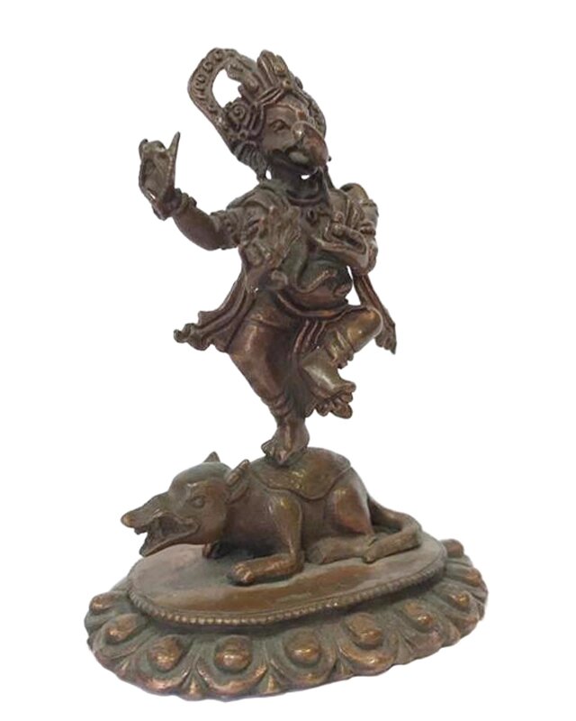 Бронзовая статуя Ганеш, танцующий на крысе, 9 см от компании Интернет-магазин "Арьяварта" - фото 1