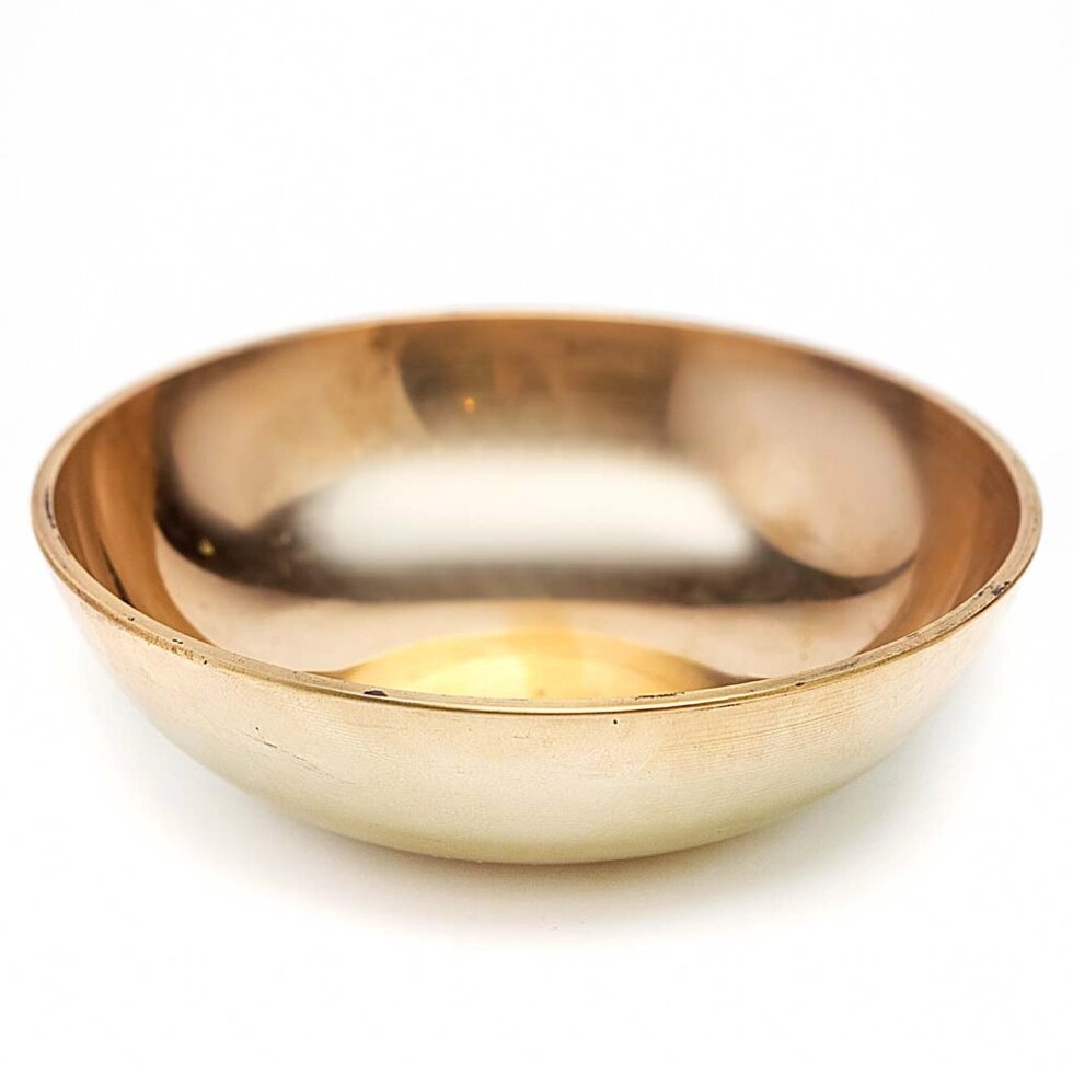 Литая тибетская поющая чаша (золотая) Плоская диаметр 15 см от компании Интернет-магазин "Арьяварта" - фото 1