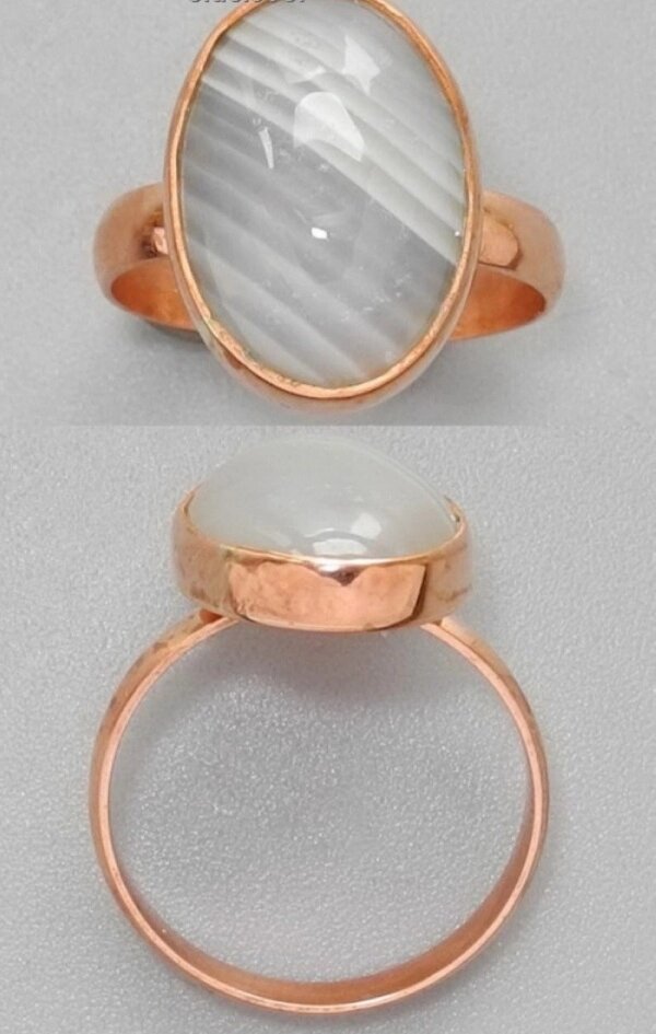 Медное кольцо с белым агатом ##от компании## Интернет-магазин "Арьяварта" - ##фото## 1