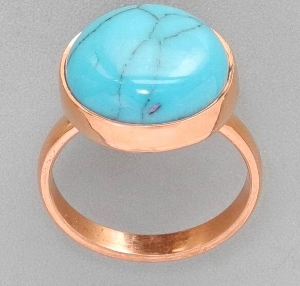 Медное кольцо с бирюзой (синяя) от компании Интернет-магазин "Арьяварта" - фото 1