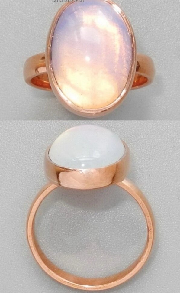 Медное кольцо с лунным камнем от компании Интернет-магазин "Арьяварта" - фото 1