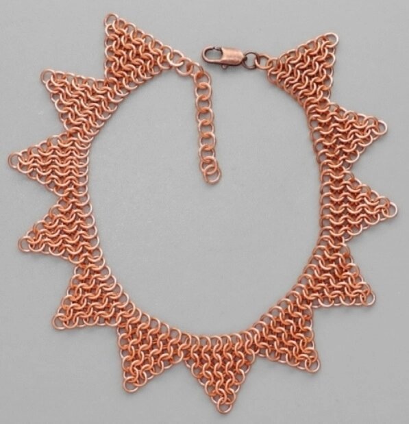 Медный браслет на ногу Солнце, кольчужное плетение от компании Интернет-магазин "Арьяварта" - фото 1
