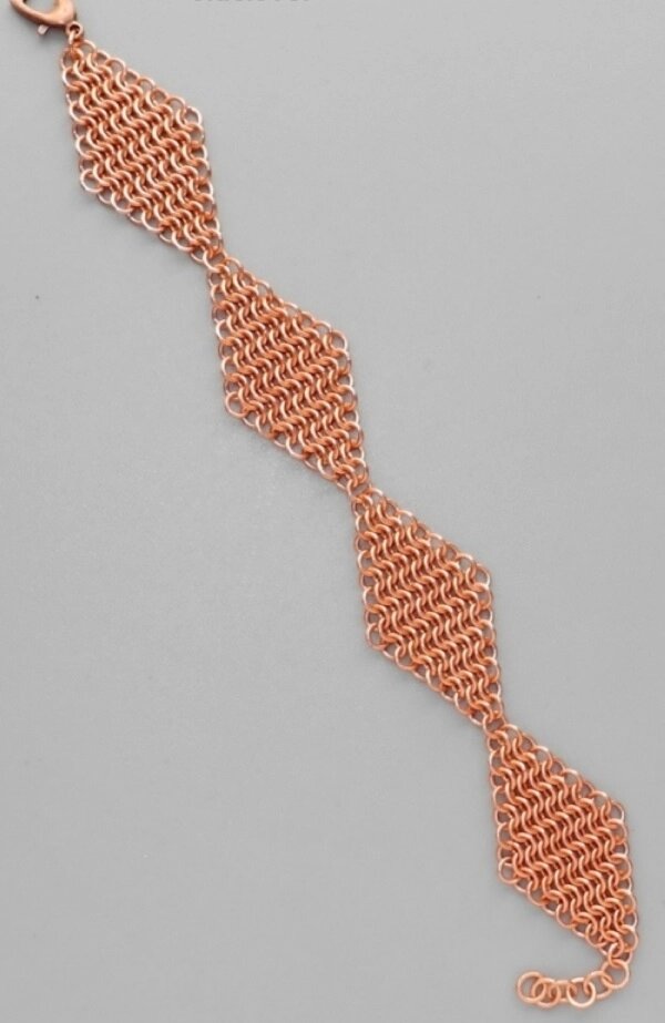 Медный браслет Ромб (большой), кольчужное плетение от компании Интернет-магазин "Арьяварта" - фото 1